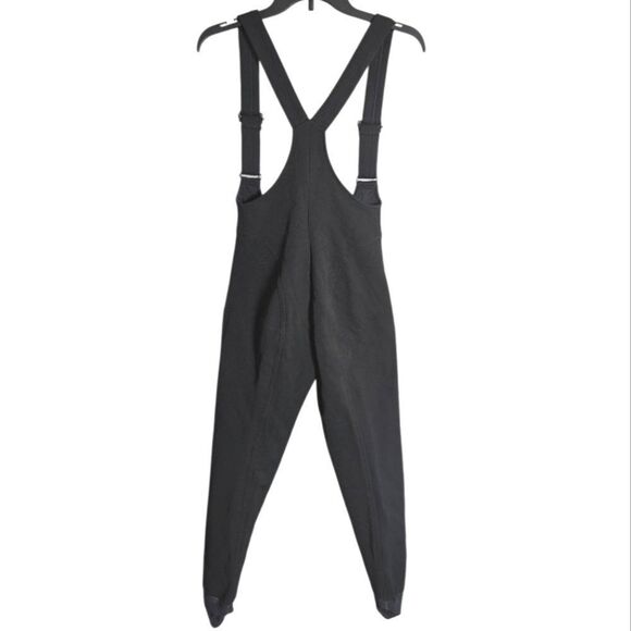 Vintage 90s Roffe Black Wool Blend Bib Ski Stirrup Leggings Pants Women's 10 - Picture 2 of 7